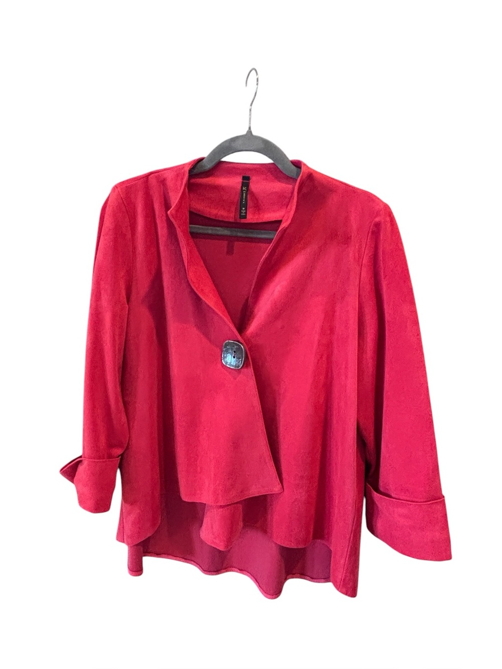 IC COLLECTION Red Open Front Draped Jacket